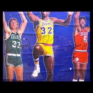 Vintage1980shootingstars larry,magic,JuliusSigned